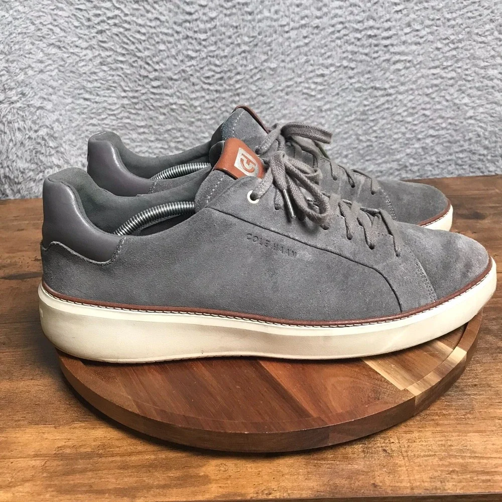 Cole Haan GrandPro TopSpin Sneaker Means 13M Gray Suede Low‎ Top Tennis Shoes